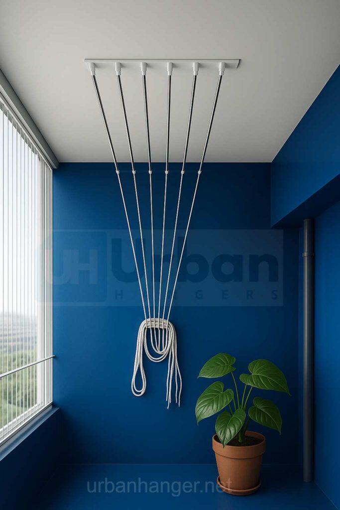 ceiling cloth hanger in balcony with roof top
